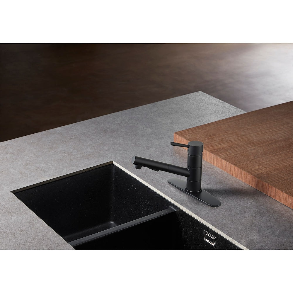 Robinet de cuisine à poignée unique avec douchette extractible en noir mat