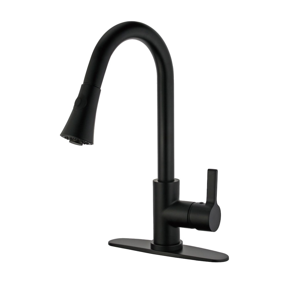 Robinet de cuisine moderne à poignée unique et pulvérisateur rétractable en noir