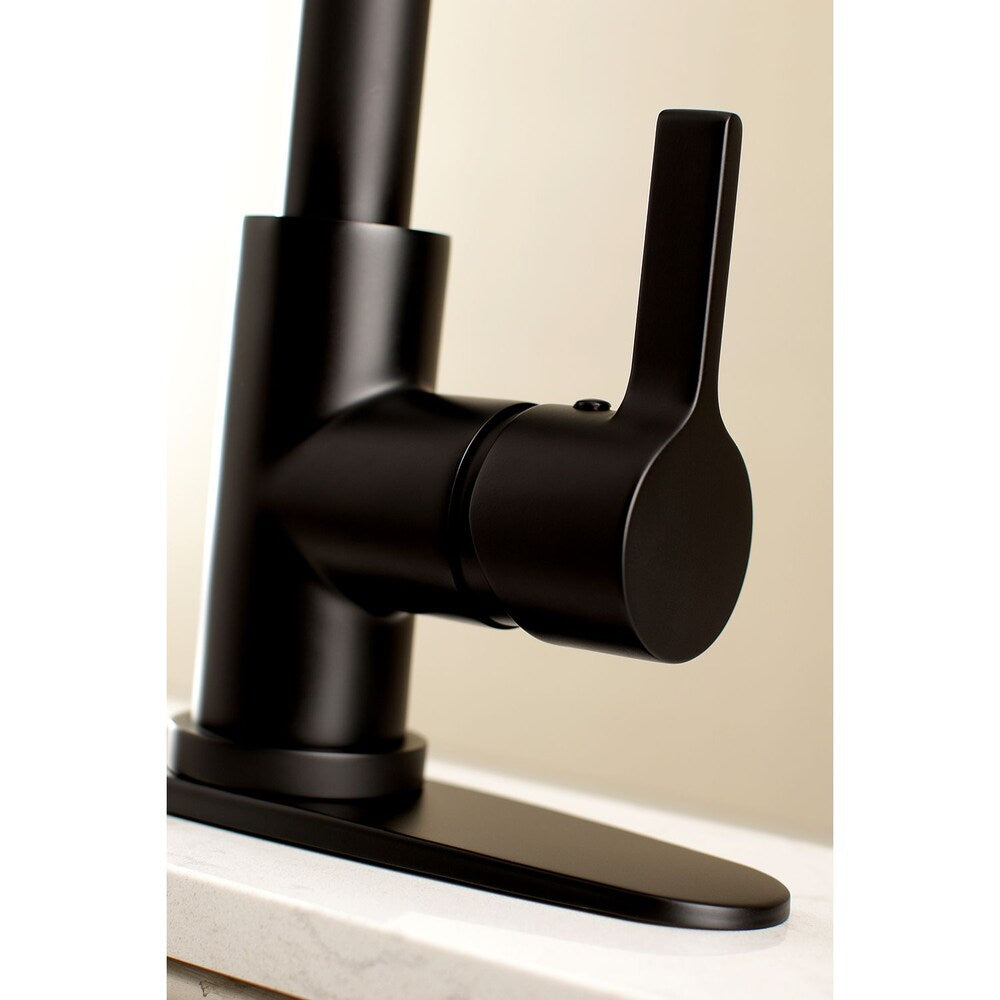 Robinet de cuisine moderne à poignée unique et pulvérisateur rétractable en noir
