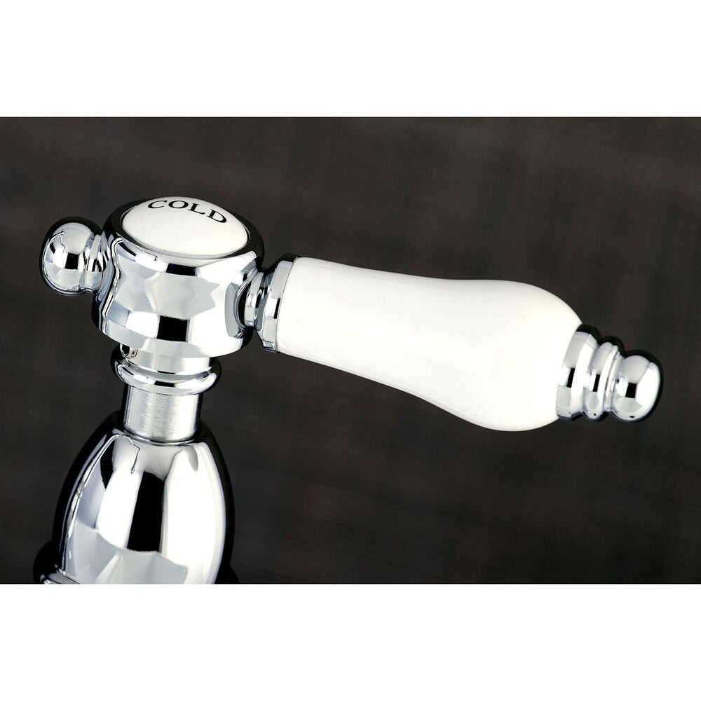 Robinet de cuisine à 2 poignées en porcelaine victorienne avec poignée à levier en chrome