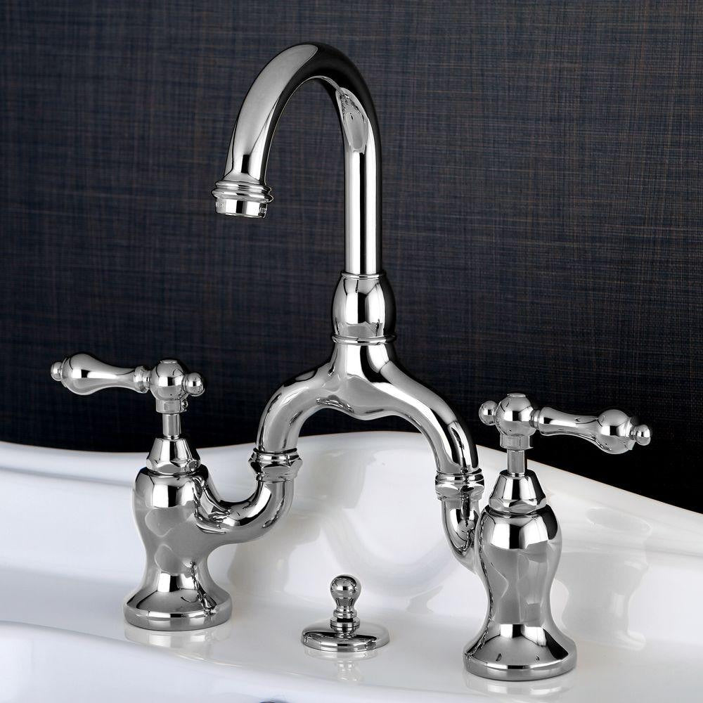 Robinet de salle de bain à grand arc à 2 poignées et à large bec de 8 po en chrome poli