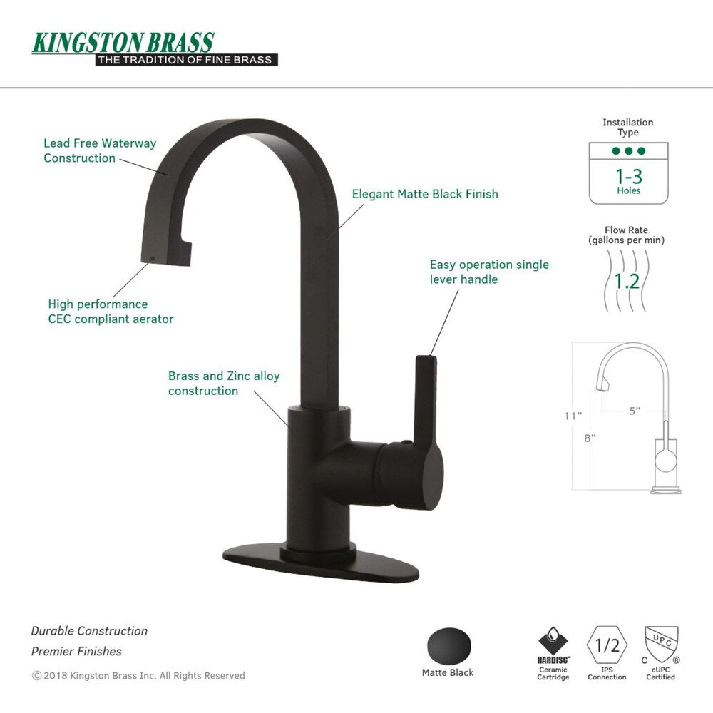 Modern 4 in. Centerset Single-Handle High-Arc Bathroom Faucet in Matte Black