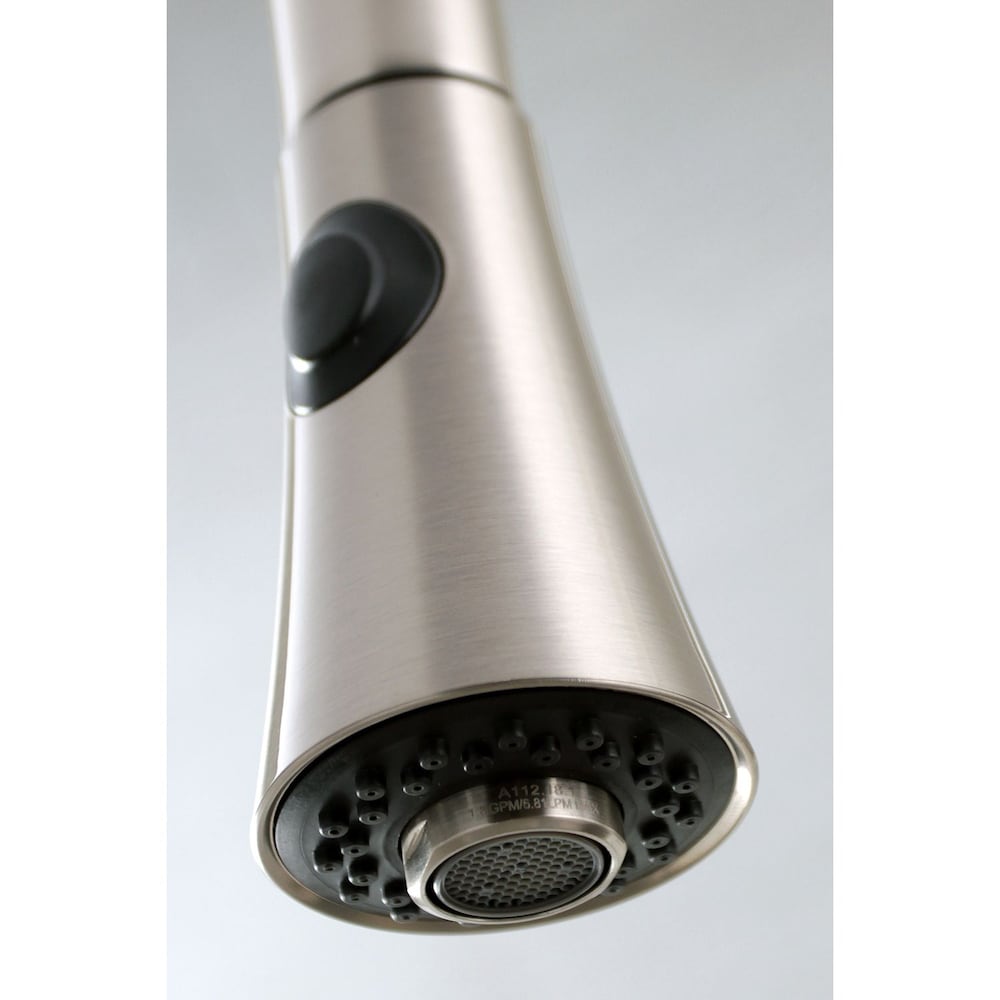 Robinet de cuisine moderne à poignée unique et pulvérisateur rétractable en nickel satiné