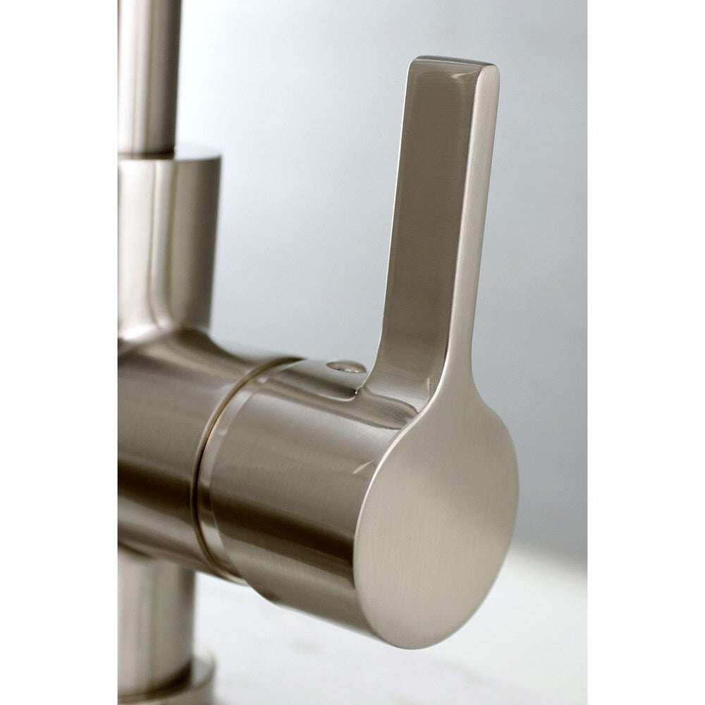 Robinet de cuisine moderne à poignée unique et pulvérisateur rétractable en nickel satiné