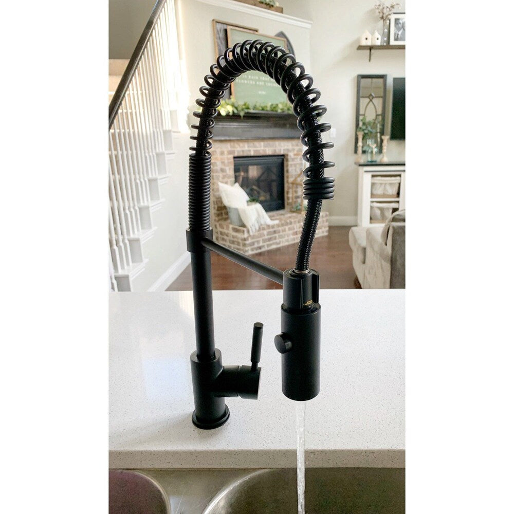 Robinet de cuisine à poignée unique et douchette rétractable Kaiser en noir mat