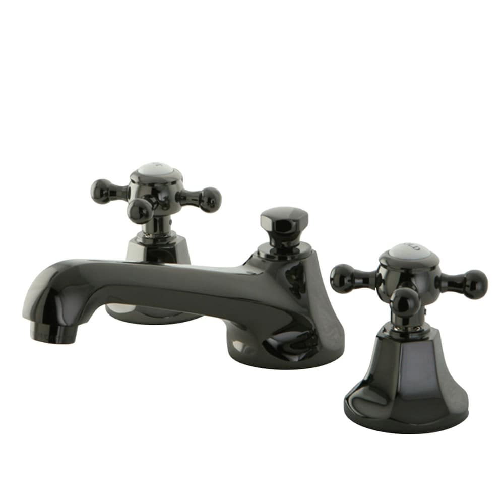 Robinet de salle de bain Kate de 8 po à 2 poignées en croix en acier inoxydable noir