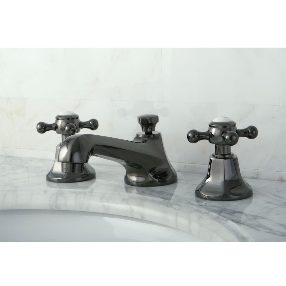 Robinet de salle de bain Kate de 8 po à 2 poignées en croix en acier inoxydable noir