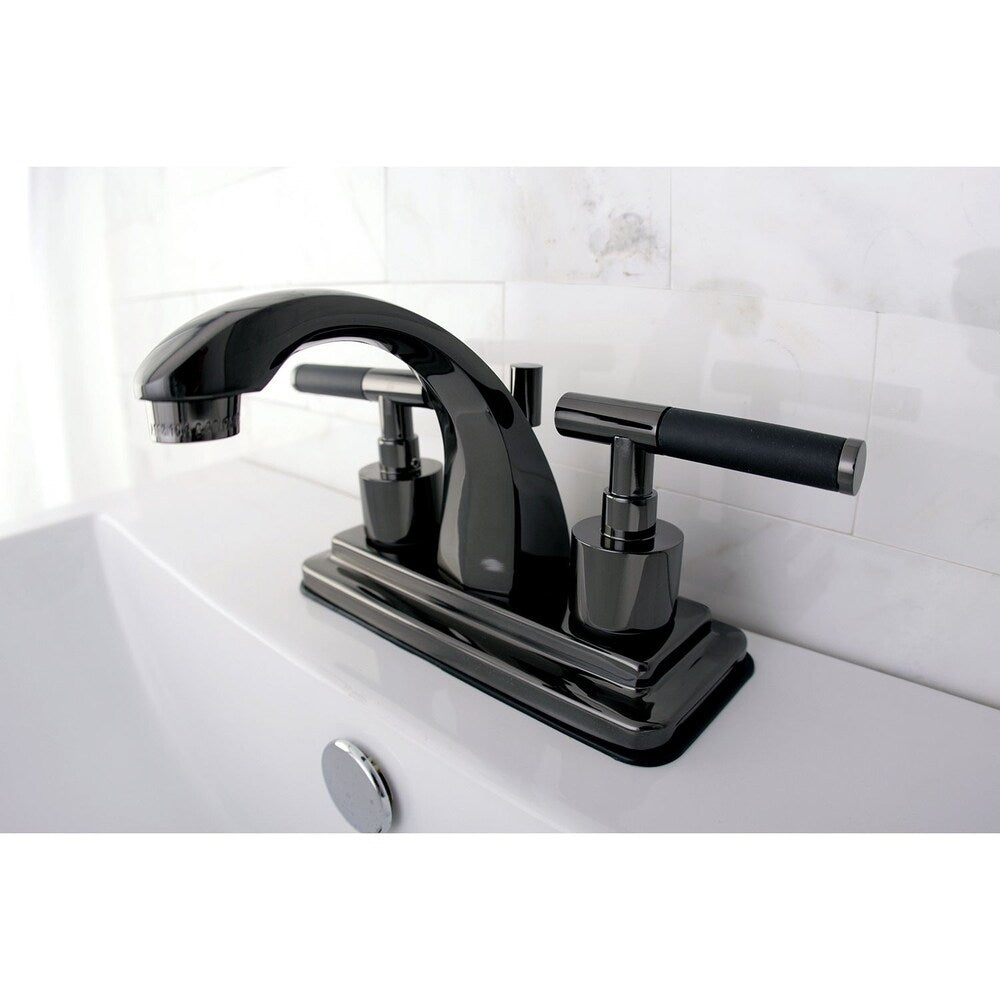Robinet de salle de bain à 2 poignées et à ensemble central de 4 po en acier inoxydable noir