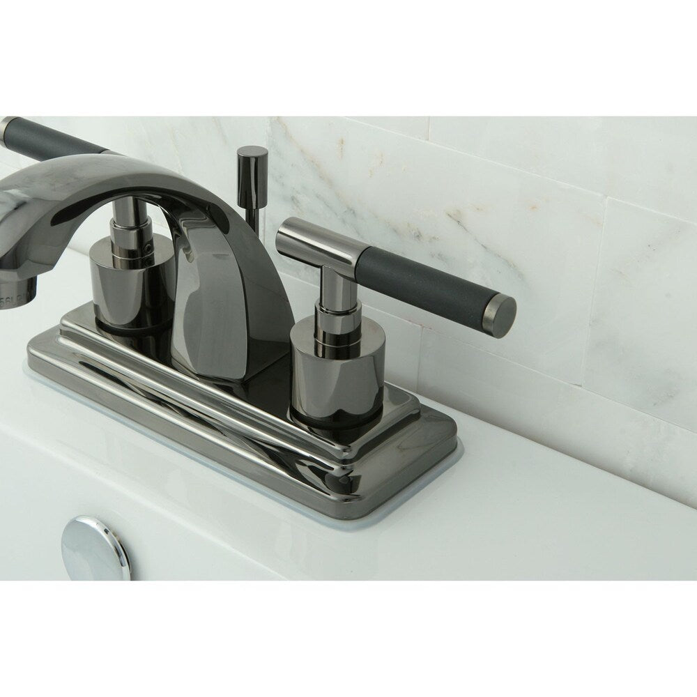 Robinet de salle de bain à 2 poignées et à ensemble central de 4 po en acier inoxydable noir
