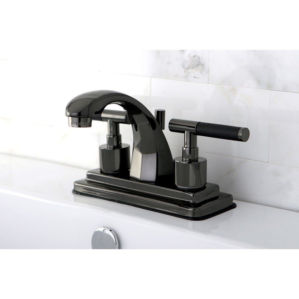 Robinet de salle de bain à 2 poignées et à ensemble central de 4 po en acier inoxydable noir