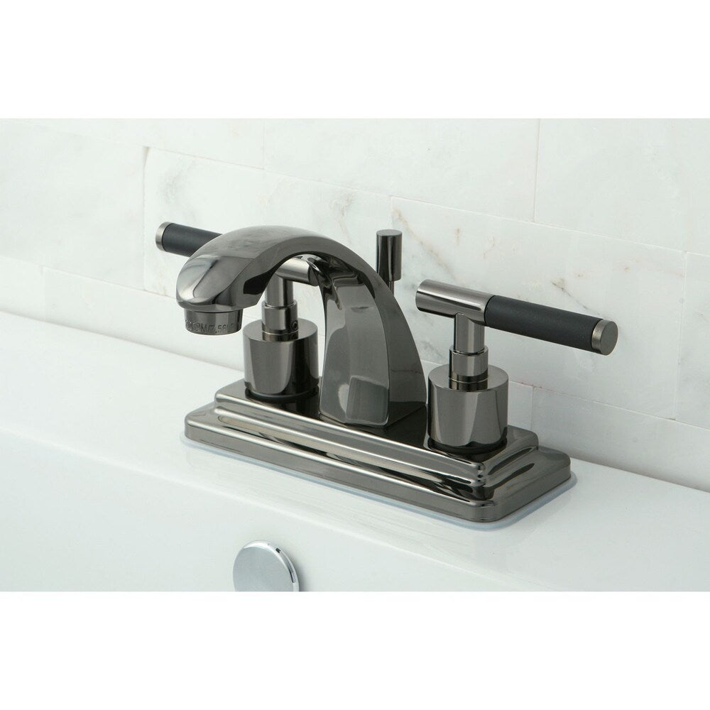Robinet de salle de bain à 2 poignées et à ensemble central de 4 po en acier inoxydable noir