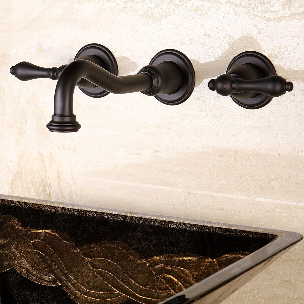 3-Hole 2-Handle Wall-Mount Vessel Bathroom Faucet in Oil Rubbed Bronze