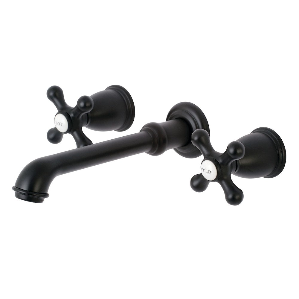 English Country Wall-Mount 2-Handle Bathroom Faucet in Matte Black