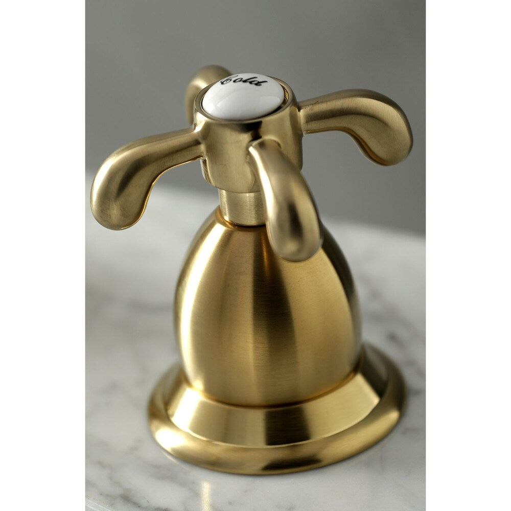 Robinet de salle de bain à 2 poignées de 8 po à croix française victorienne en laiton satiné