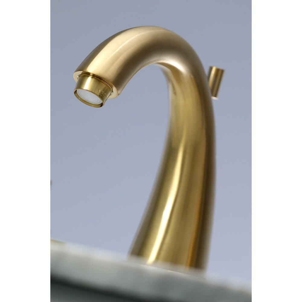 Robinet de salle de bain à arc moyen à 2 poignées et à large portée Modern Cross de 8 po en laiton satiné