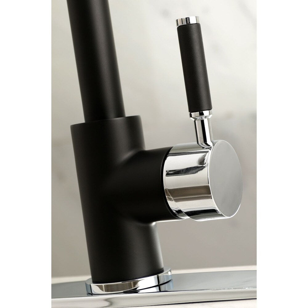 Robinet de cuisine à poignée unique et douchette rétractable Kaiser en noir mat/chrome poli