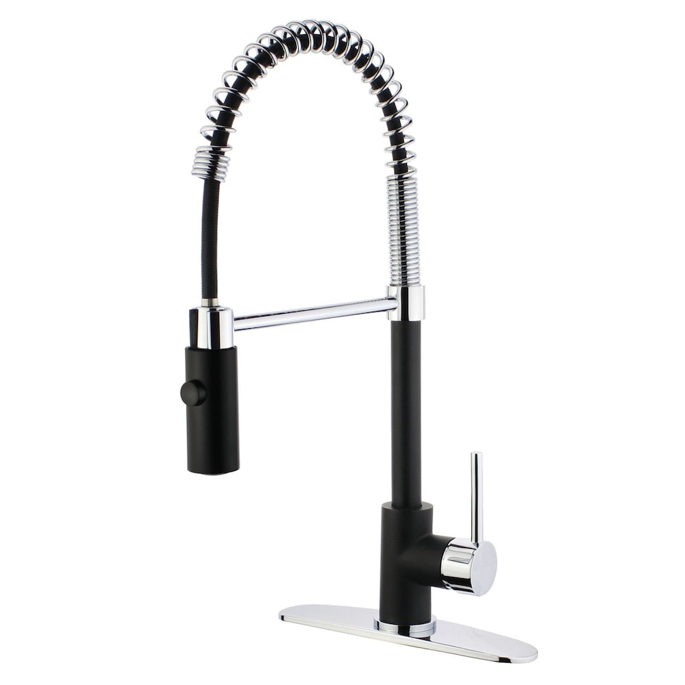 Robinet de cuisine à poignée unique avec douchette rétractable en noir et chrome