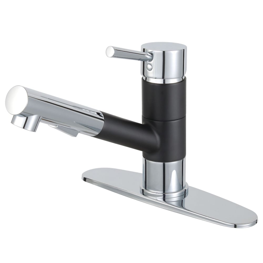 Robinet de cuisine à poignée unique et pulvérisateur rétractable Concord en chrome et noir mat
