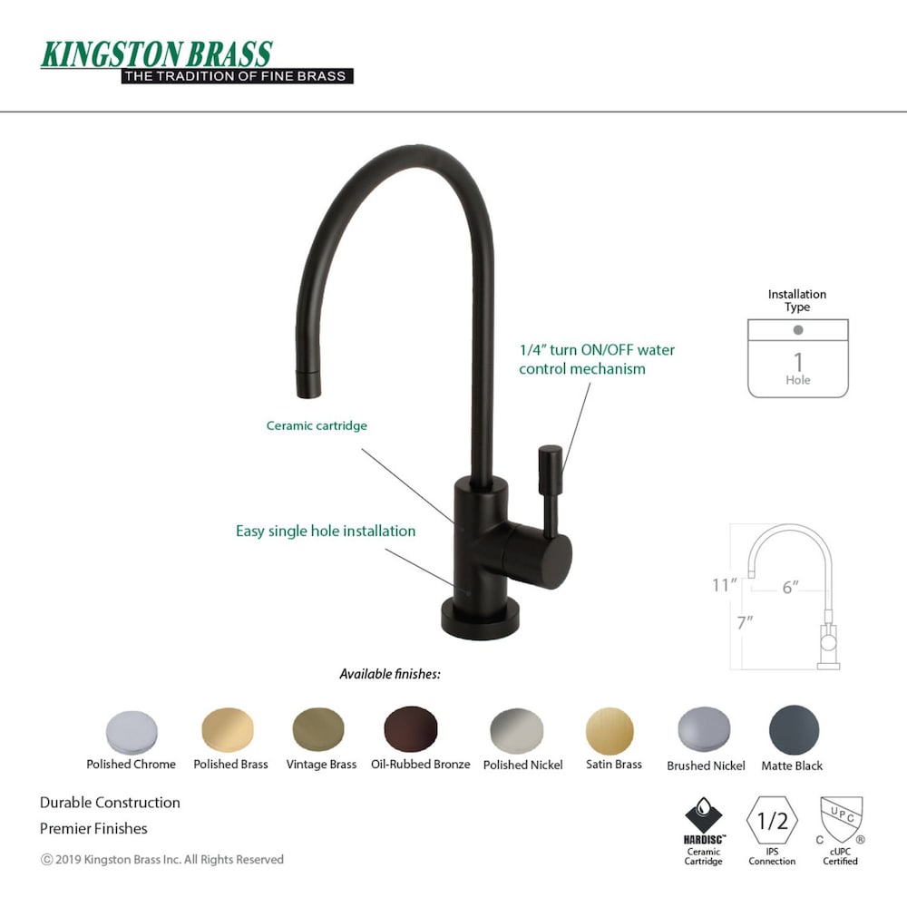 Robinet de filtration d'eau potable de remplacement en noir mat pour systèmes de filtration