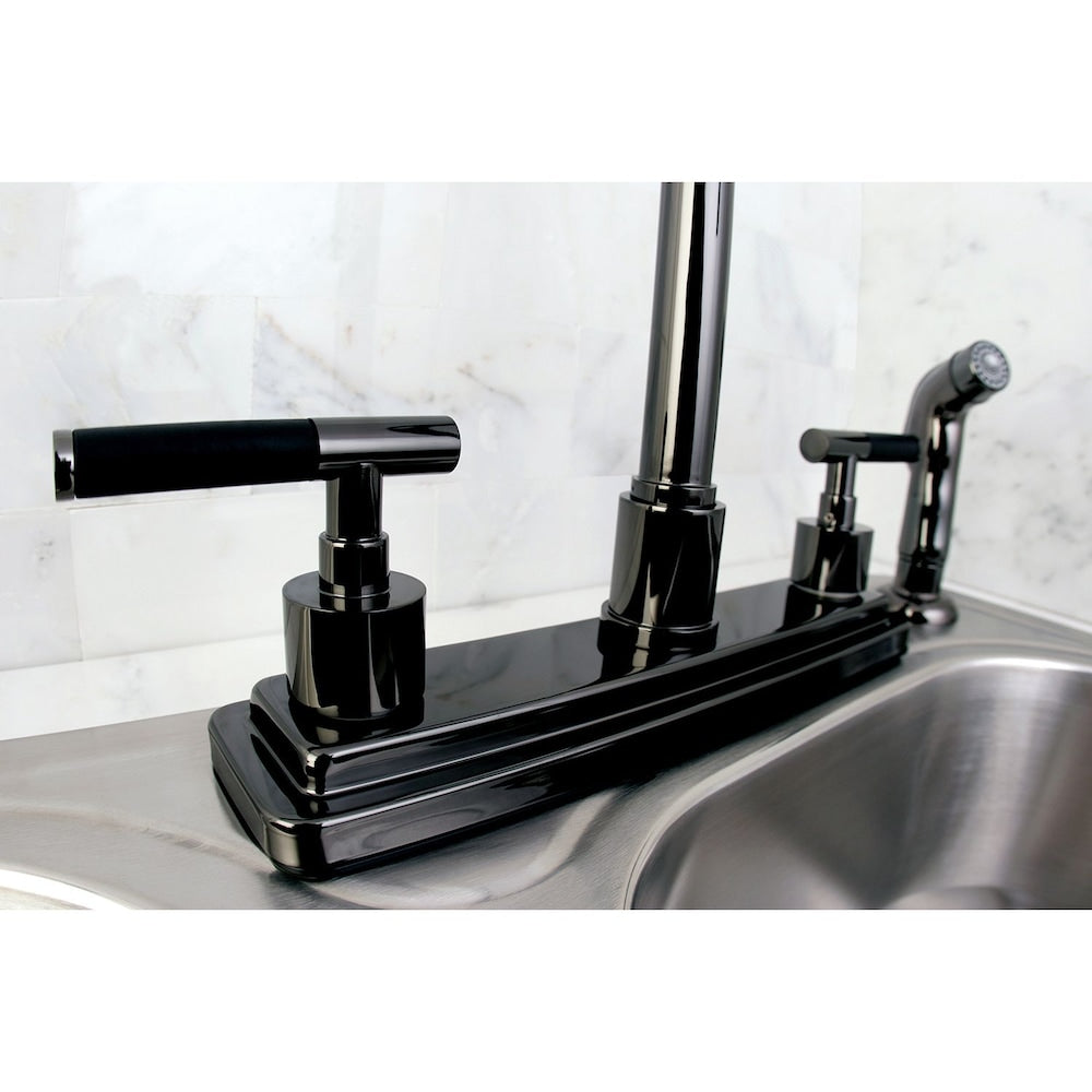 Robinet de cuisine standard à 2 poignées avec pulvérisateur latéral en acier inoxydable noir