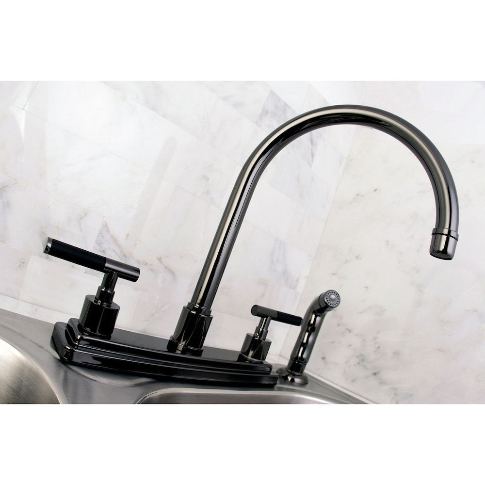 Robinet de cuisine standard à 2 poignées avec pulvérisateur latéral en acier inoxydable noir