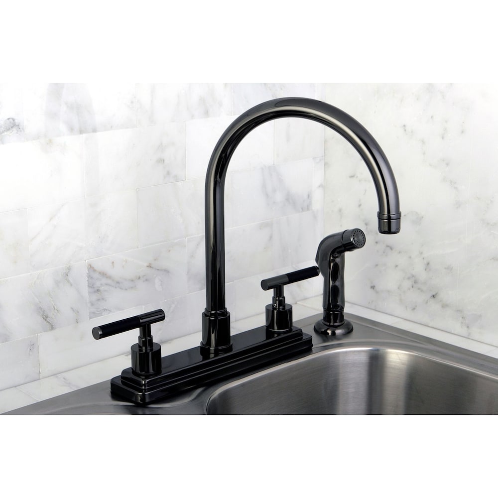 Robinet de cuisine standard à 2 poignées avec pulvérisateur latéral en acier inoxydable noir