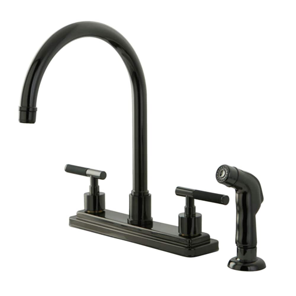 Robinet de cuisine standard à 2 poignées avec pulvérisateur latéral en acier inoxydable noir