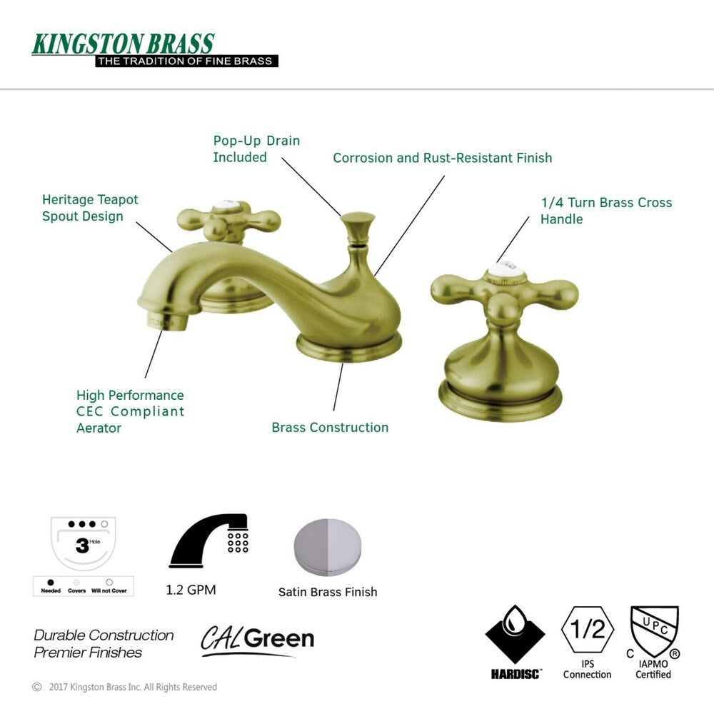 Classic 8 in. Widespread 2-Handle Bathroom Faucet in Satin Brass