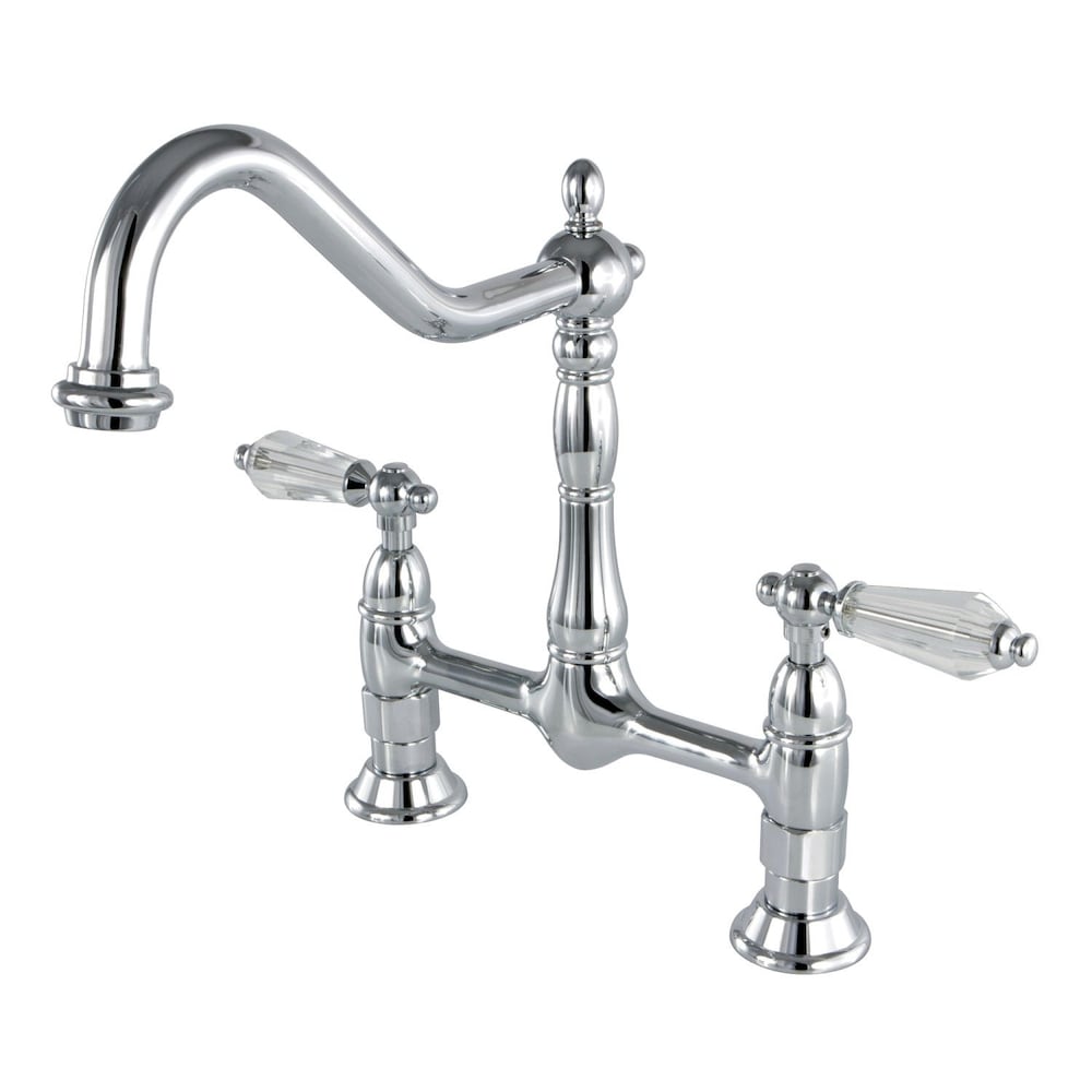 Robinet de cuisine à 2 poignées en cristal victorien avec poignée à levier en chrome