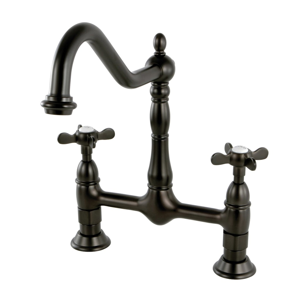 Robinet de cuisine à 2 poignées Essex avec poignée en croix en bronze huilé