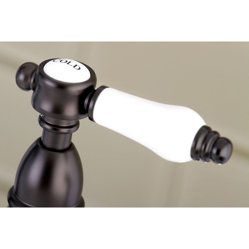Robinet de cuisine à 2 poignées en porcelaine victorienne avec poignée à levier en bronze huilé