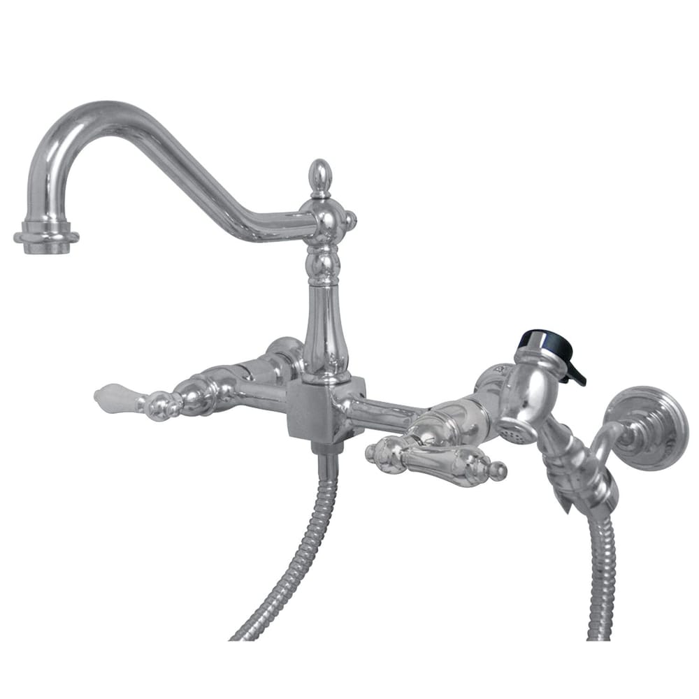 Robinet de cuisine standard à 2 poignées et à levier de style victorien avec pulvérisateur latéral en chrome