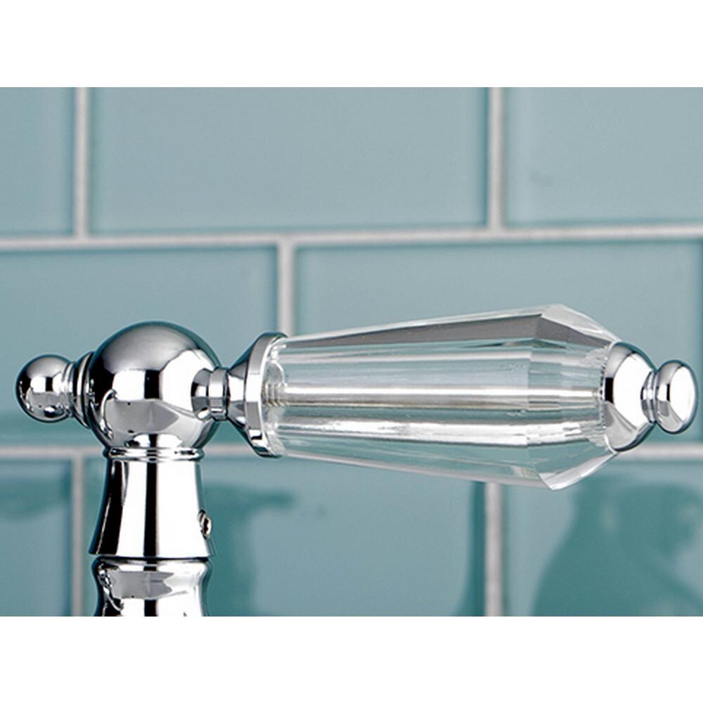 Victorian Crystal 2-Handle Bridge Kitchen Faucet with Side Sprayer in Chrome