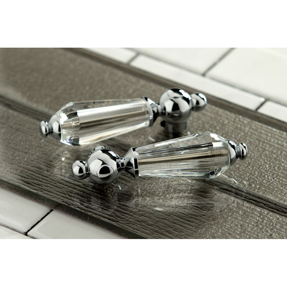 Victorian Crystal 2-Handle Bridge Kitchen Faucet with Side Sprayer in Chrome