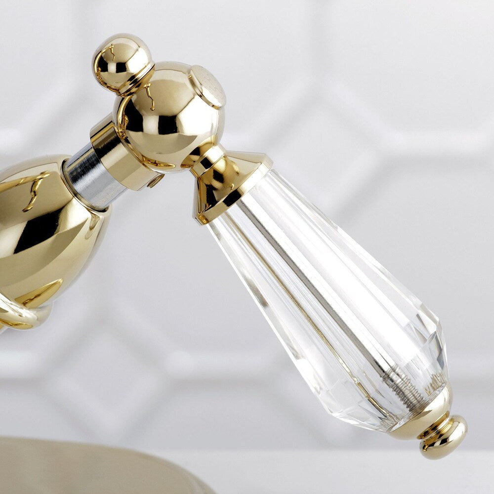 Robinet de salle de bain à 2 poignées et un trou en cristal victorien en laiton poli