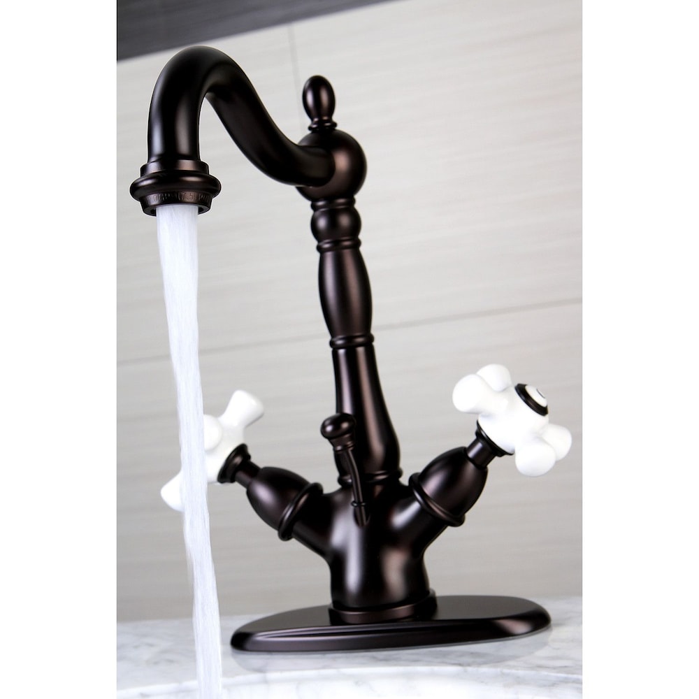 Robinet de salle de bain à 2 poignées et trou unique de style victorien en bronze huilé