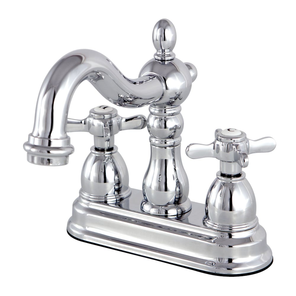 Robinet de salle de bain à arc élevé à 2 poignées et à centre central de 4 po Restoration Cross en chrome