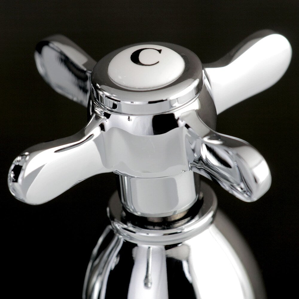Robinet de salle de bain à arc élevé à 2 poignées et à centre central de 4 po Restoration Cross en chrome