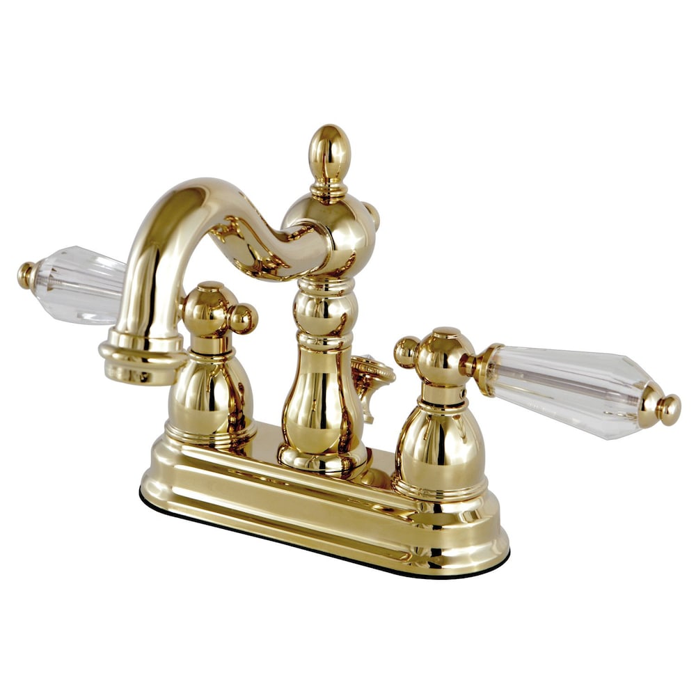 Robinet de salle de bain à 2 poignées central Restoration Crystal de 4 po en laiton poli