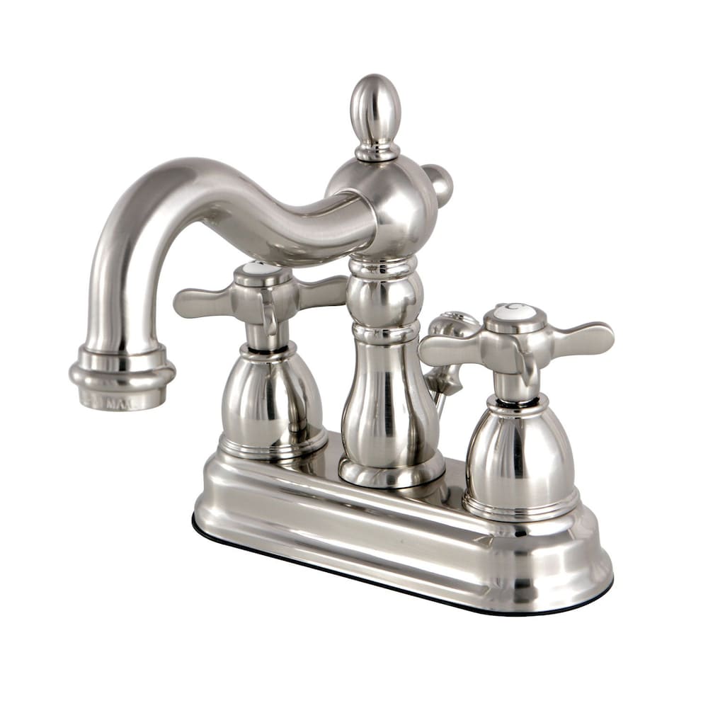 Restoration Cross 4 in. Centerset 2-Handle High-Arc Bathroom Faucet in Satin Nickel