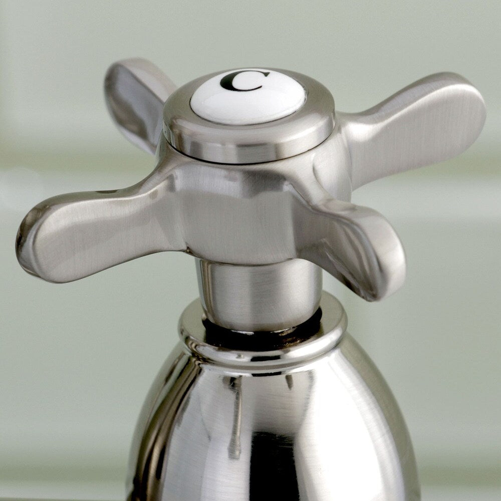 Restoration Cross 4 in. Centerset 2-Handle High-Arc Bathroom Faucet in Satin Nickel