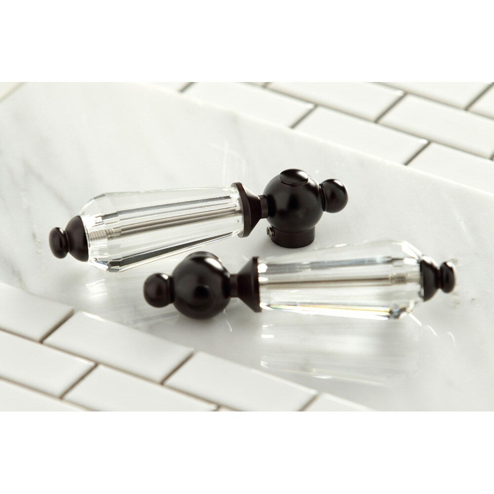 Robinet de cuisine standard à 2 poignées en cristal vintage avec pulvérisateur latéral en bronze huilé