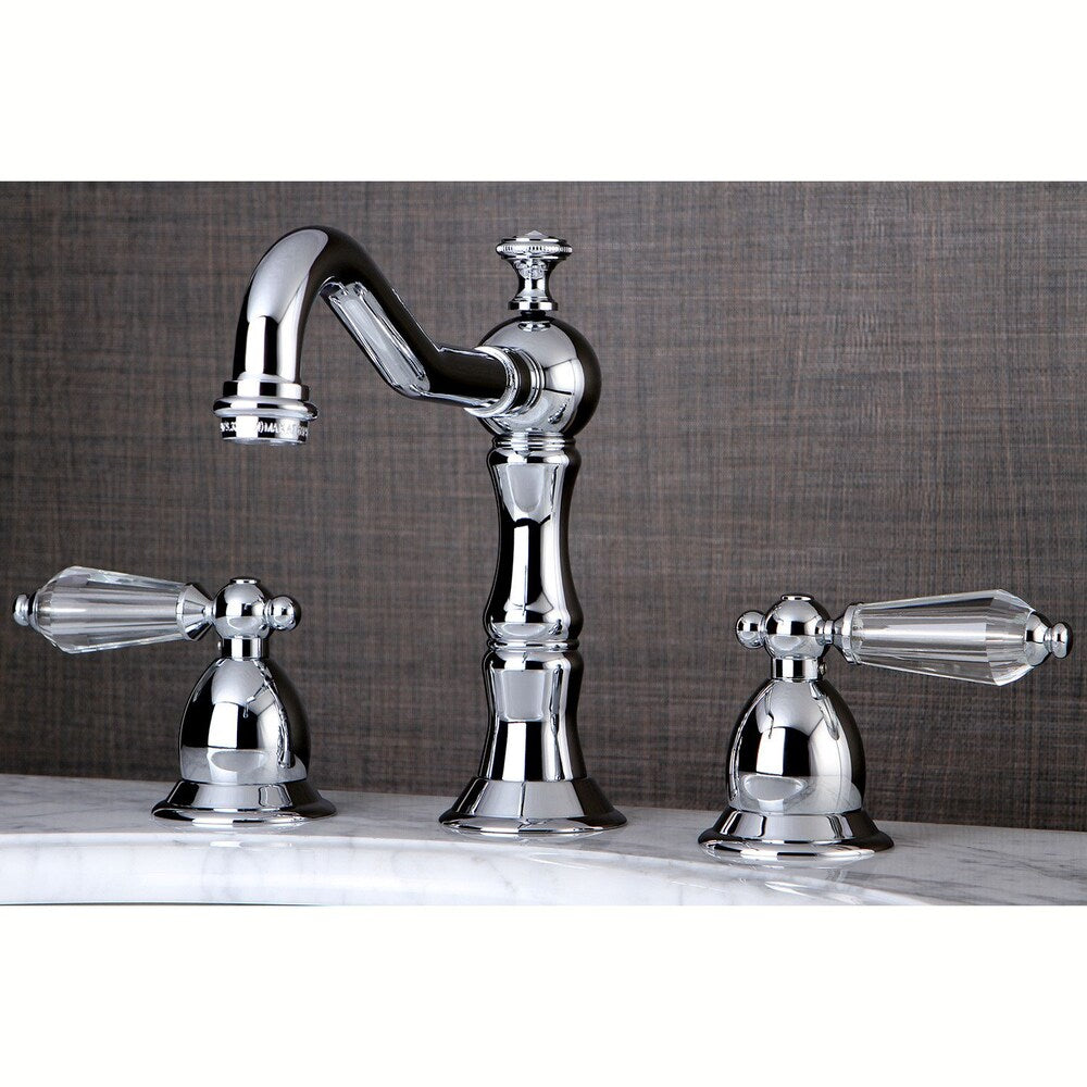 Robinet de salle de bain à arc élevé et à 2 poignées de 8 po en cristal de transition en chrome poli
