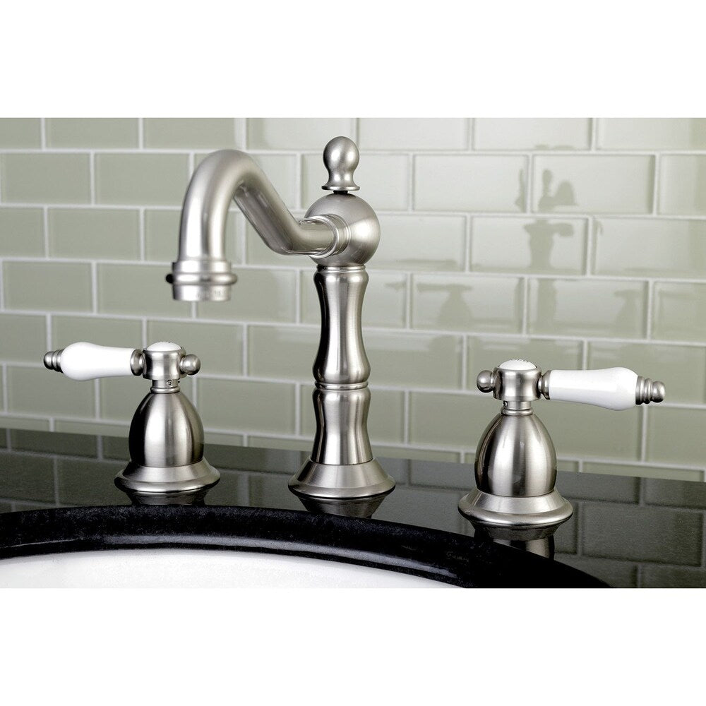 Transitional 8 in. Widespread 2-Handle High-Arc Bathroom Faucet in Satin Nickel