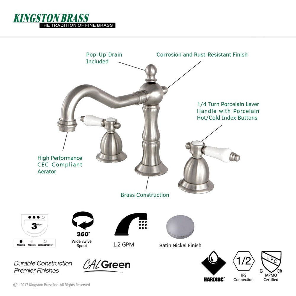 Transitional 8 in. Widespread 2-Handle High-Arc Bathroom Faucet in Satin Nickel