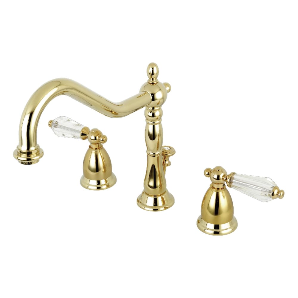 English Crystal 8 in. Widespread 2-Handle Bathroom Faucet in Polished Brass