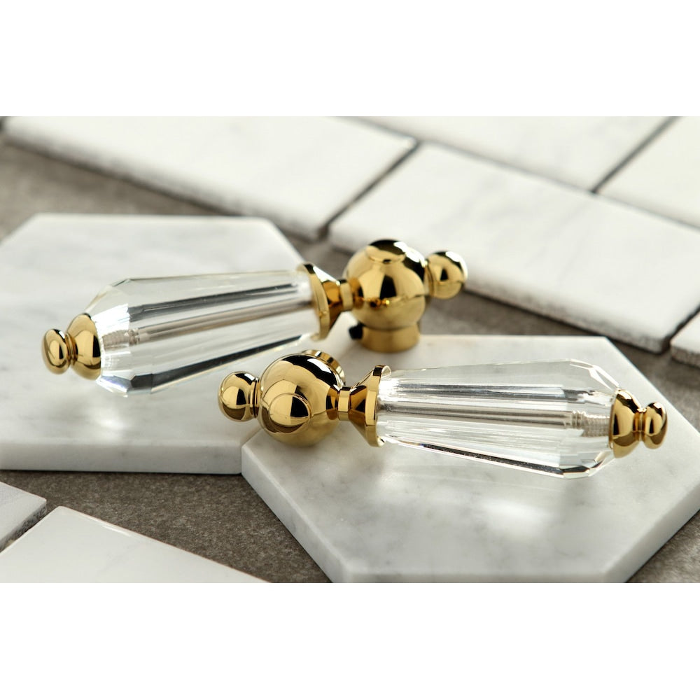 English Crystal 8 in. Widespread 2-Handle Bathroom Faucet in Polished Brass