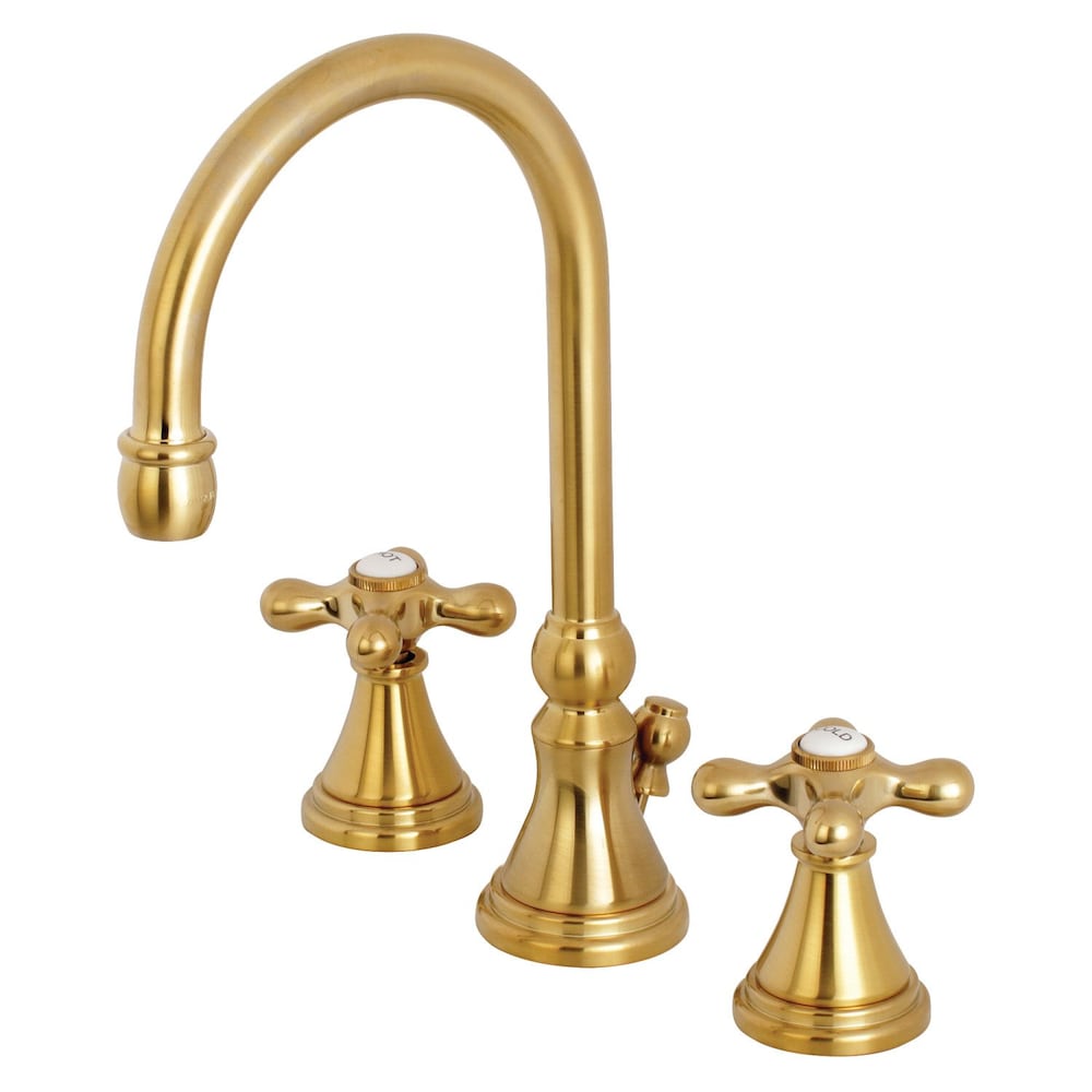 Governor Cross 8 in. Widespread 2-Handle High-Arc Bathroom Faucet in Satin Brass