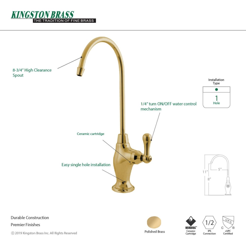 Robinet de filtration d'eau potable en laiton poli