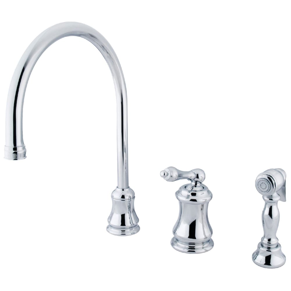 Robinet de cuisine standard à poignée unique Restoration avec pulvérisateur latéral en chrome poli